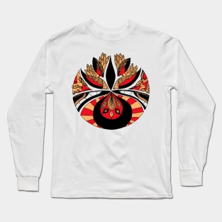 Red and Cream Abstract Motif Long Sleeve T-Shirt